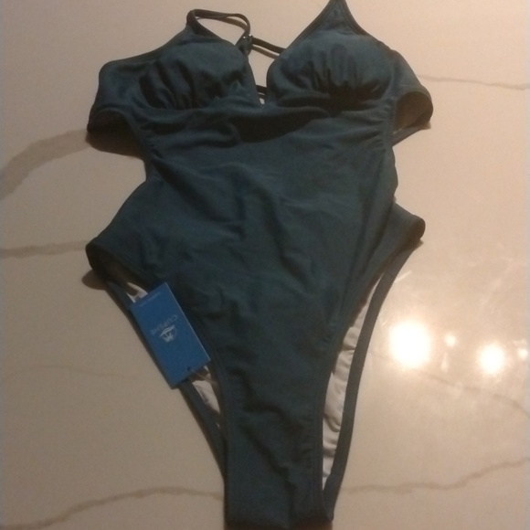 Design: This V Neck One Piece Swimsuit Features Spaghetti Straps And Cut Out. Se - Picture 4 of 7